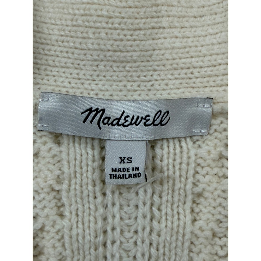 Madewell Wool Blend Cable Knit Cropped Cardigan Sweater Cream XS N0010 - Picture 4 of 11